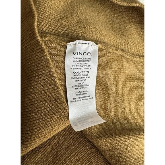 Vince Wool Cashmere Turtle / Mock Neck Sweater Brown / Tan Color XXXL NWT $395 - Picture 14 of 14